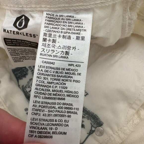 Levis Premium 501 Button Fly White Distressed Denim Cotton Shorts W24 - Picture 9 of 10